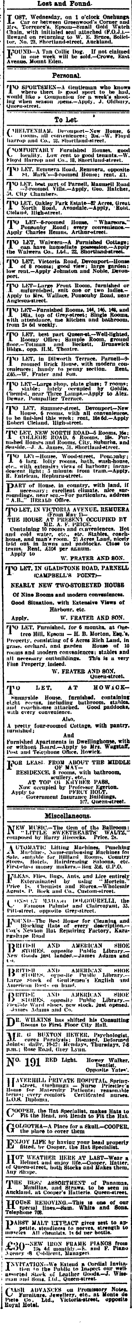 Papers Past Newspapers New Zealand Herald 14 April 1905 Page 1 Advertisements Column 6