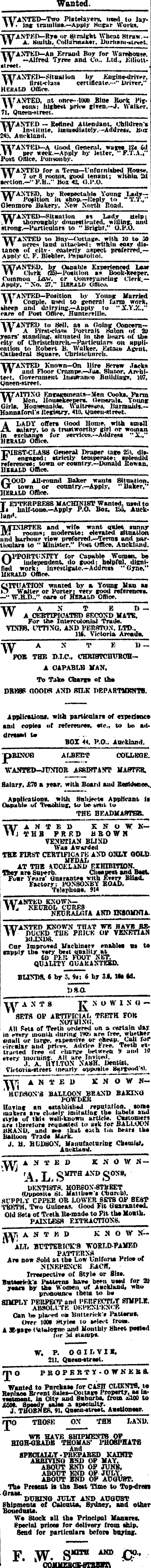 Papers Past Newspapers New Zealand Herald 27 May 1905 Page 1 Advertisements Column 7