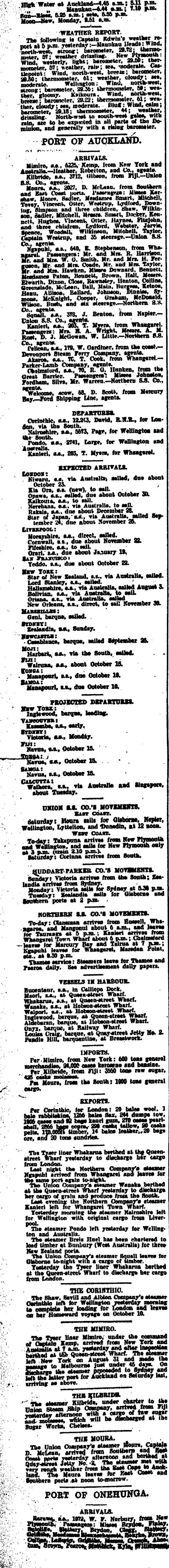 Papers Past Newspapers New Zealand Herald 4 October 1907 Shipping