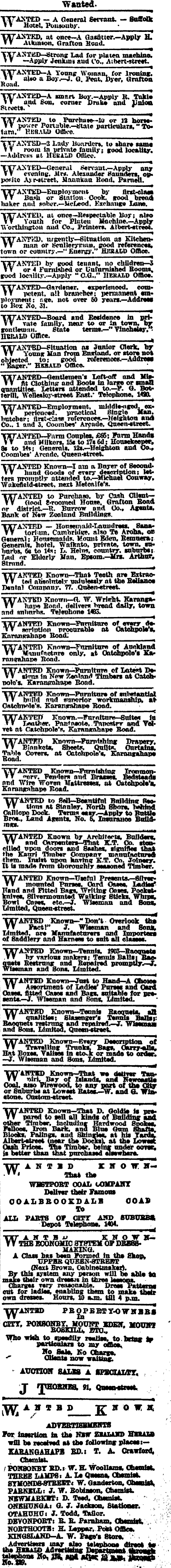 Papers Past Newspapers New Zealand Herald 30 March 1903 Page 1 Advertisements Column 8