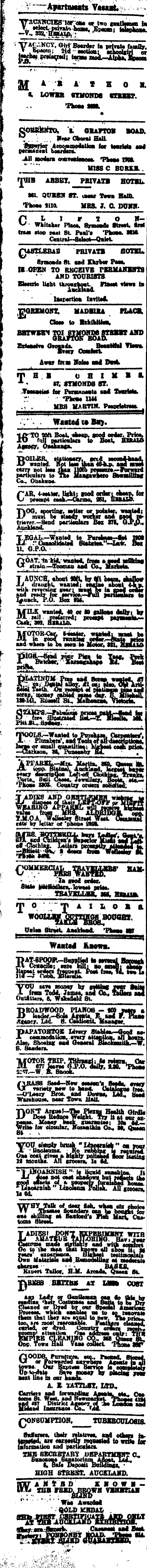 Papers Past Newspapers New Zealand Herald 12 March 1914 Page 2 Advertisements Column 1