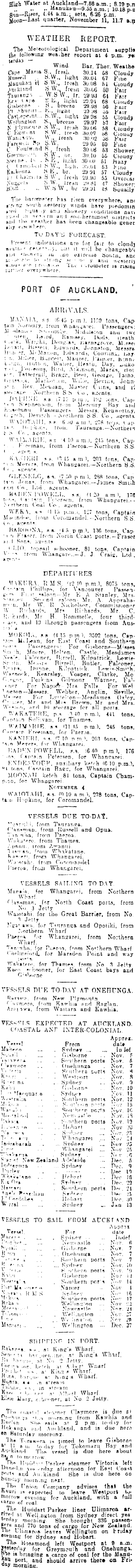 Papers Past Newspapers New Zealand Herald 4 November 1914 Shipping