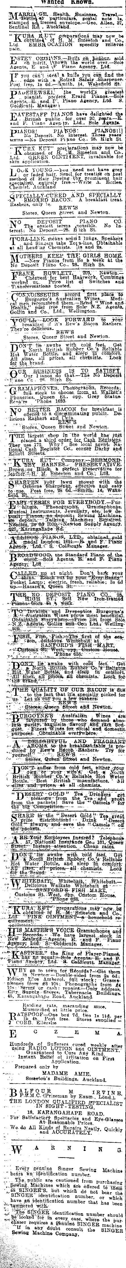 Papers Past Newspapers New Zealand Herald 18 August 1915 Page 2 Advertisements Column 1