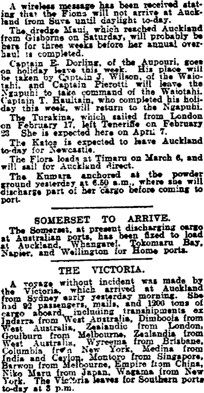 Papers Past | Newspapers | New Zealand Herald | 29 February 1916 | PORT ...