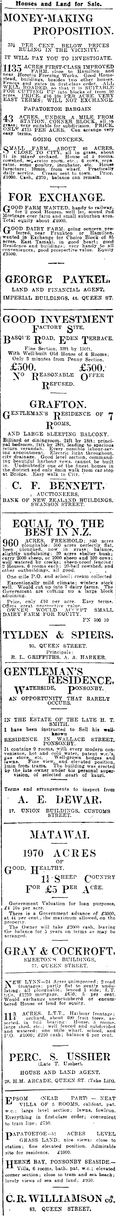 Papers Past Newspapers New Zealand Herald 12 August 1916 Page 11 Advertisements Column 2