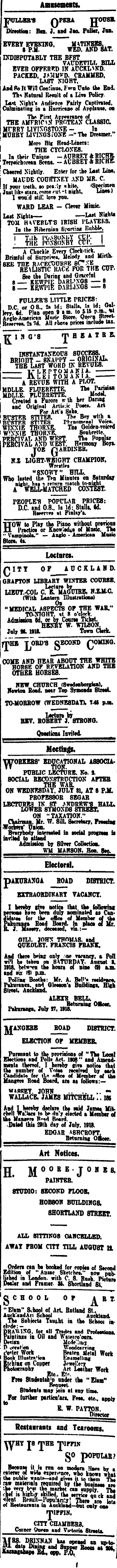 Papers Past Newspapers New Zealand Herald 30 July 1918 Page 10 Advertisements Column 7