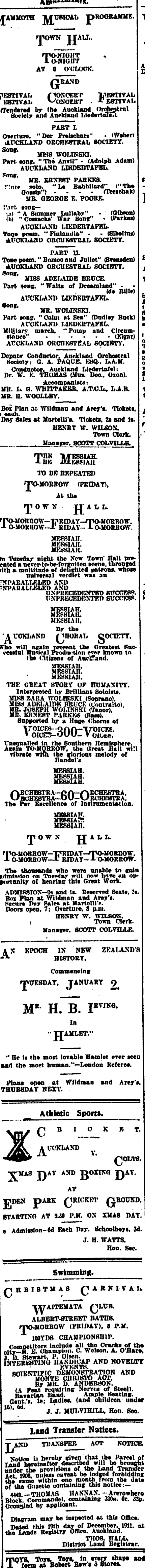 Papers Past Newspapers New Zealand Herald 21 December 1911 Page 12 Advertisements Column 5