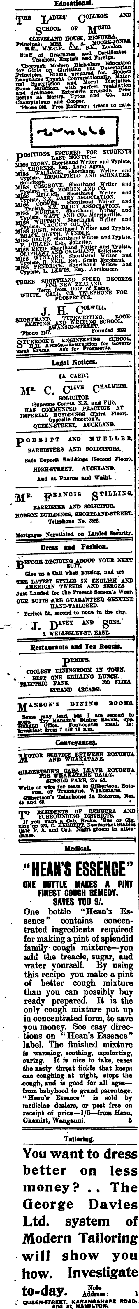 Papers Past Newspapers New Zealand Herald 18 October 1912 Page 4 Advertisements Column 1