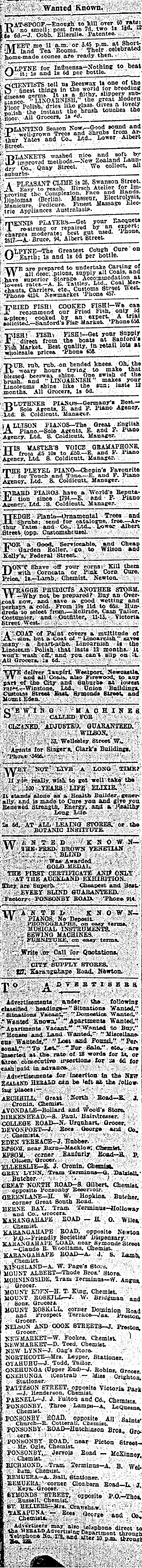 Papers Past Newspapers New Zealand Herald 24 June 1913 Page 2 Advertisements Column 1