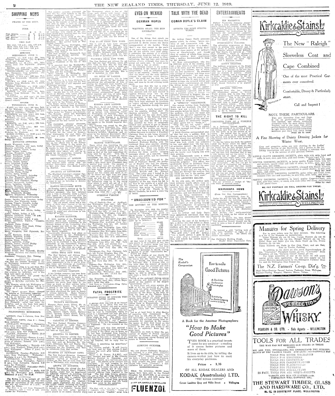 Papers Past, Newspapers, New Zealand Herald, 12 June 1919