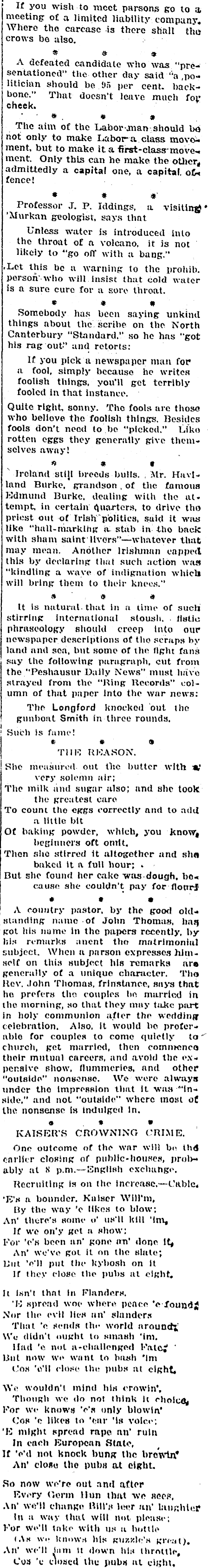 Papers Past Newspapers Nz Truth 1 May 1915 The Critic