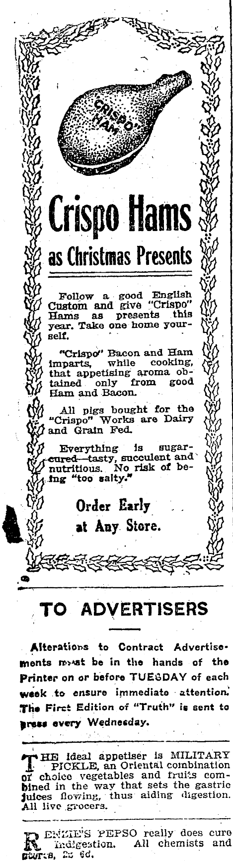 Papers Past Newspapers Nz Truth 15 December 1917 Page 3 Advertisements Column 1