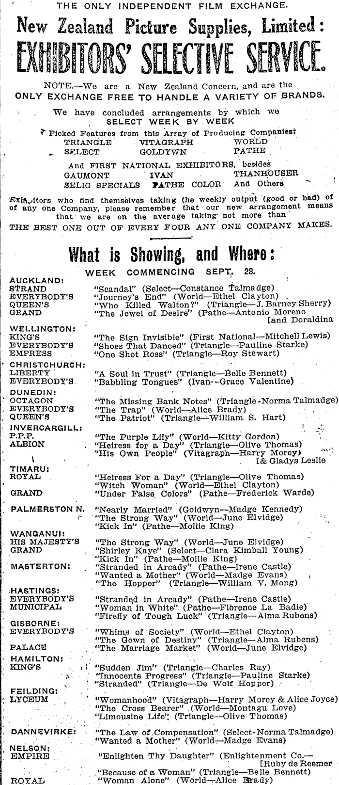 Papers Past Newspapers Nz Truth 28 September 1918 Page 2 Advertisements Column 1