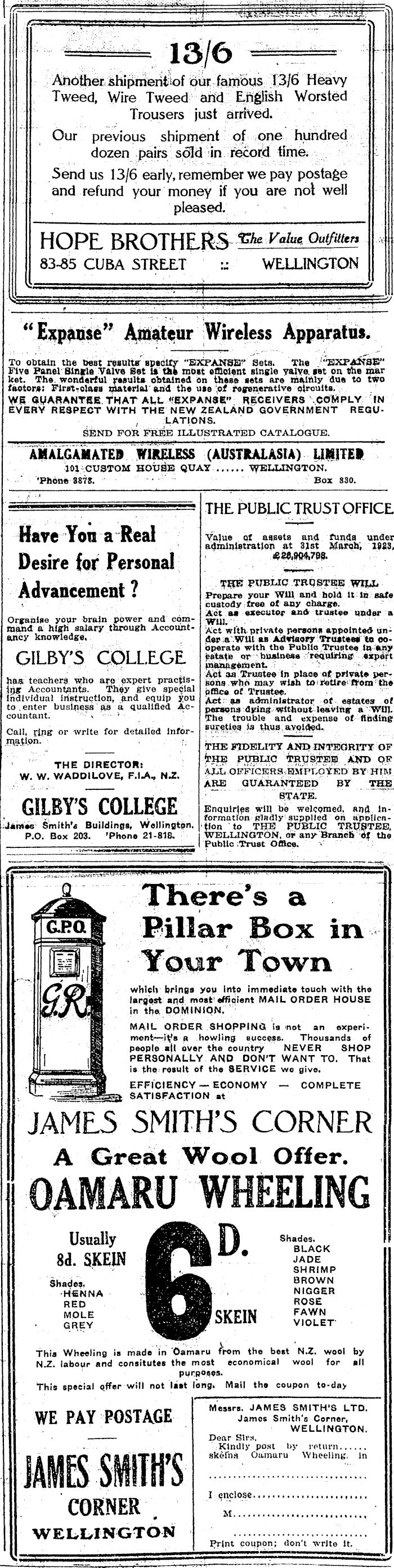 Papers Past Newspapers NZ Truth 18 August 1923 Page 4 Advertisements Column 2 pic