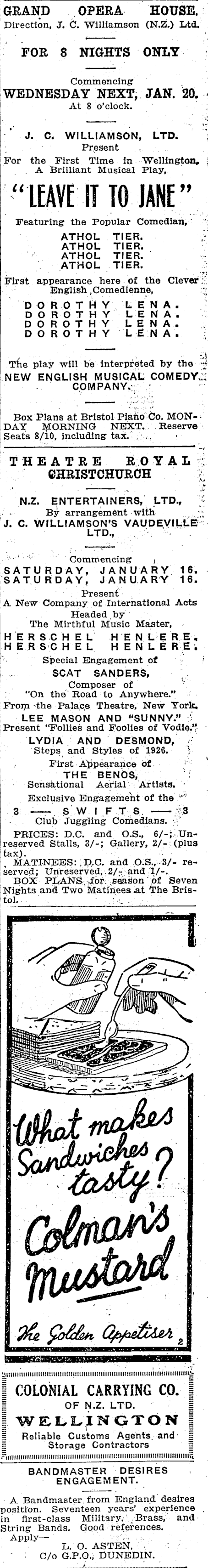 Papers Past Newspapers Nz Truth 14 January 1926 Page 7 Advertisements Column 3