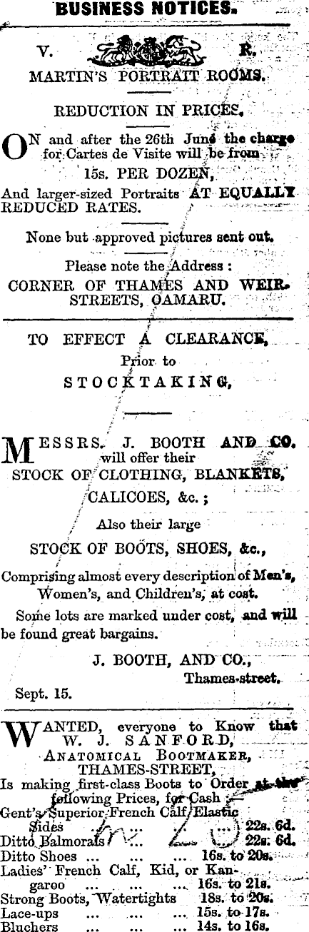 Papers Past Newspapers Oamaru Mail 31 October 1876 Page 1 Advertisements Column 6