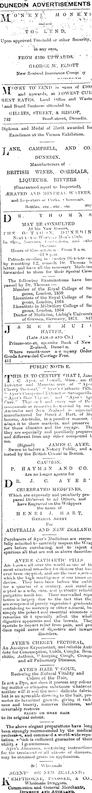 Papers Past Newspapers Oamaru Mail 5 September 1878 Page 4 Advertisements Column 2