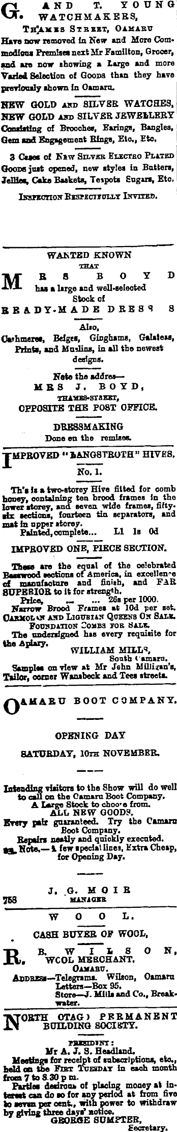 Papers Past Newspapers Oamaru Mail 13 November 18 Page 2 Advertisements Column 1