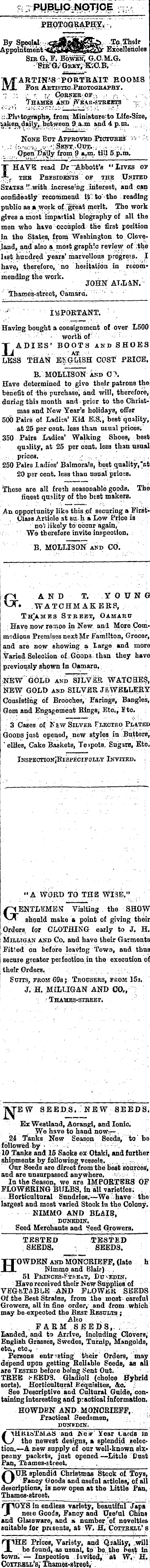 Papers Past Newspapers Oamaru Mail 19 December 18 Page 4 Advertisements Column 3