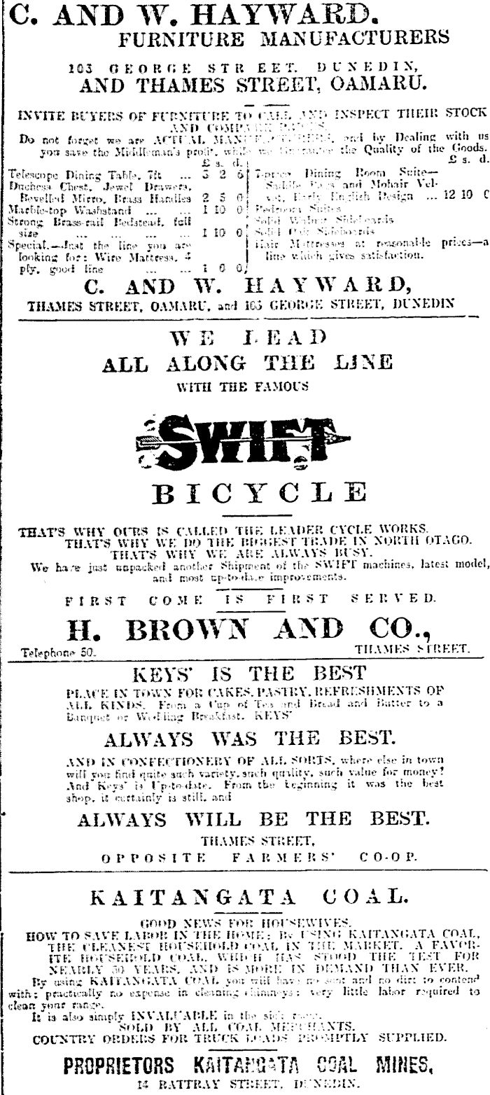 Papers Past Newspapers Oamaru Mail 22 September 1905 Page 1 Advertisements Column 1