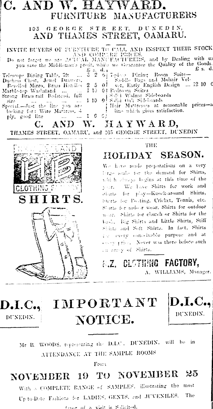 Papers Past Newspapers Oamaru Mail 29 November 1905 Page 1 Advertisements Column 3