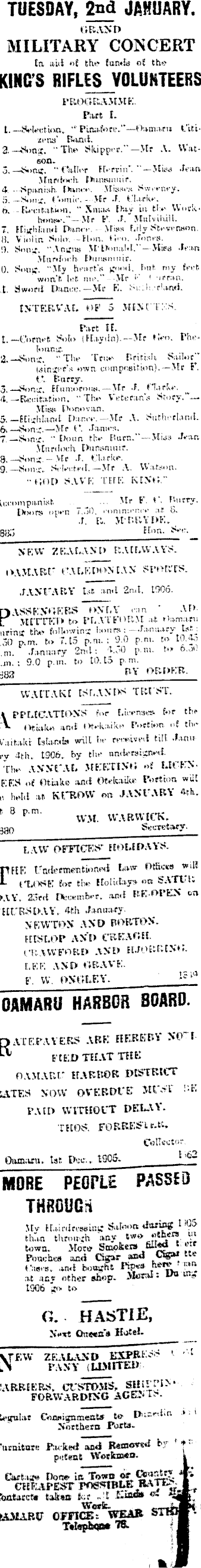 Papers Past Newspapers Oamaru Mail 30 December 1905 Page 3 Advertisements Column 2