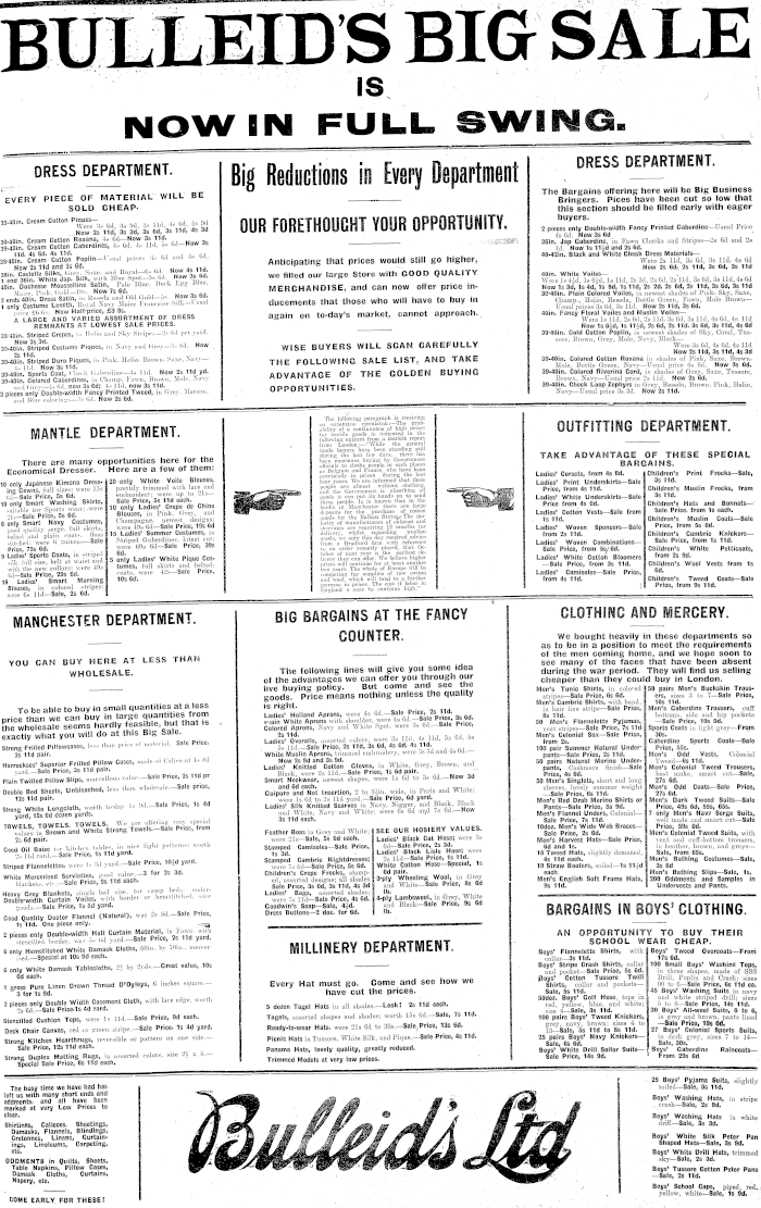 Papers Past Newspapers Oamaru Mail 15 January 1919 Page 3 Advertisements Column 1