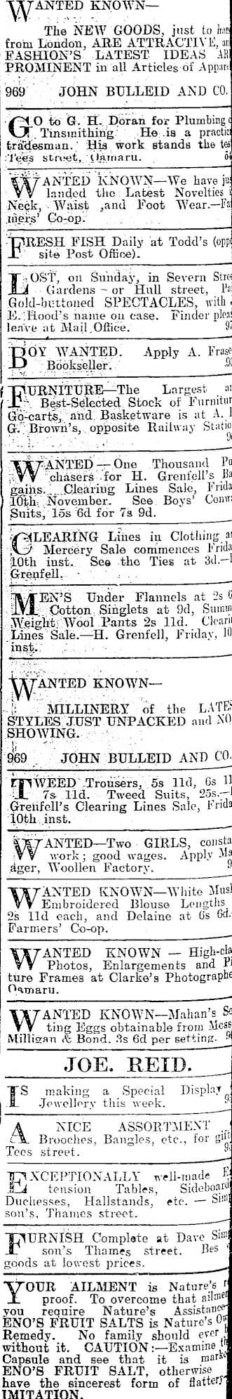 Papers Past Newspapers Oamaru Mail 14 November 1911 Page 4 Advertisements Column 8