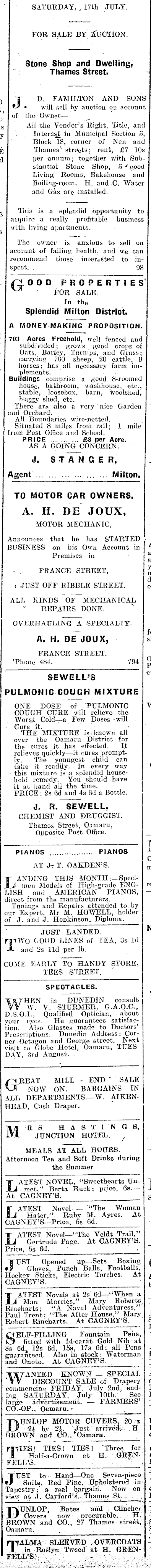 Papers Past Newspapers Oamaru Mail 14 July 19 Page 5 Advertisements Column 4