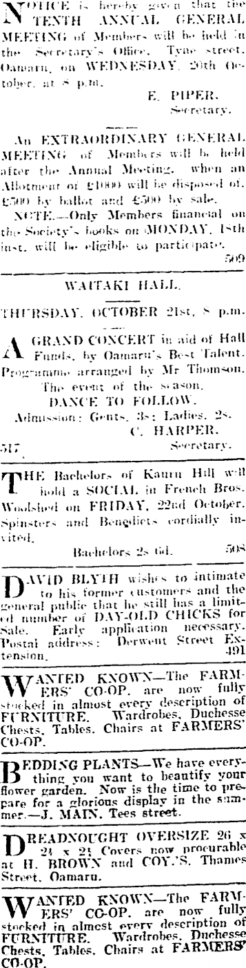 Papers Past Newspapers Oamaru Mail 12 October 19 Page 5 Advertisements Column 2