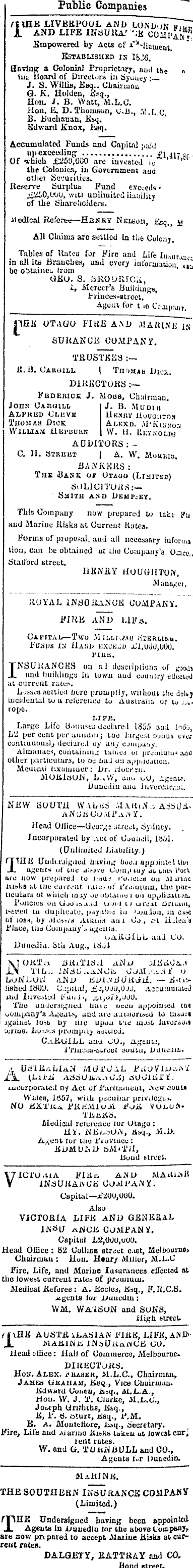 Papers Past Newspapers Otago Daily Times 19 January 1865 Page 8 Advertisements Column 7