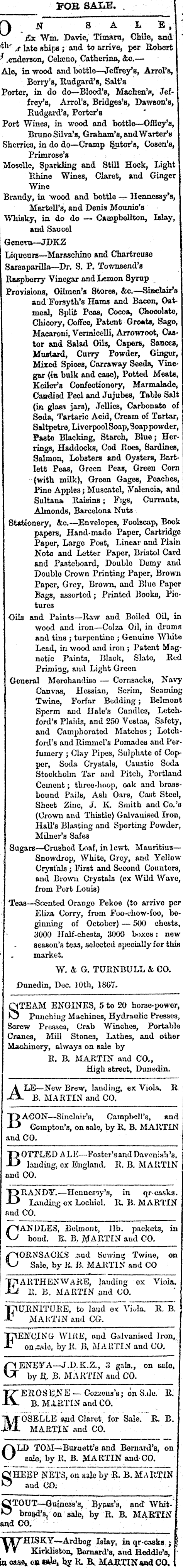 Papers Past Newspapers Otago Daily Times 25 March 1868 Page 8 Advertisements Column 2