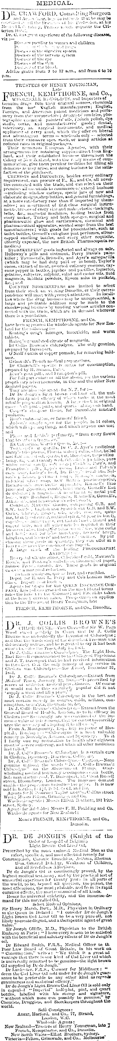 Papers Past Newspapers Otago Daily Times 23 November 1868 Page 4 Advertisements Column 7