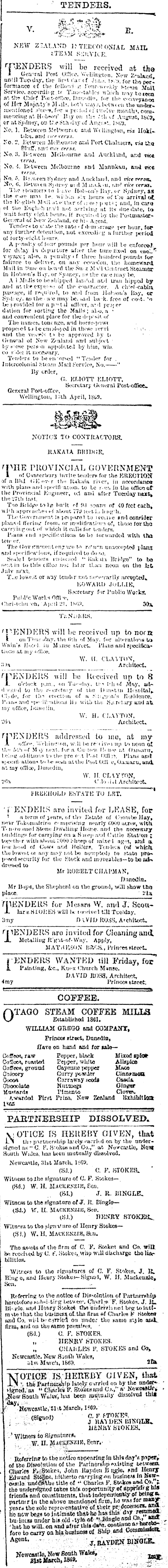 Papers Past Newspapers Otago Daily Times 4 May 1869 Page 3 Advertisements Column 2