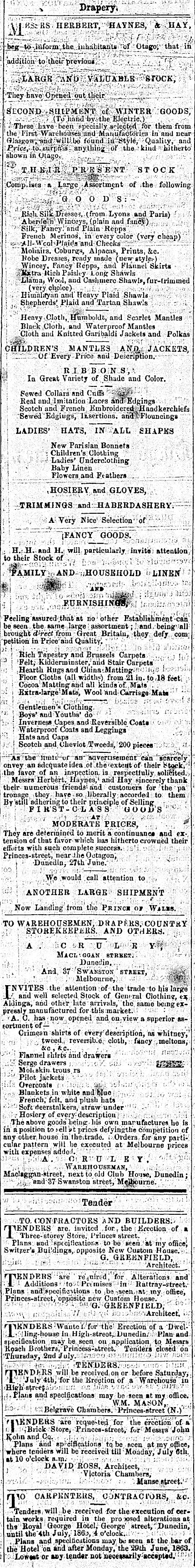 Papers Past Newspapers Otago Daily Times 30 June 1863 Page 3 Advertisements Column 3