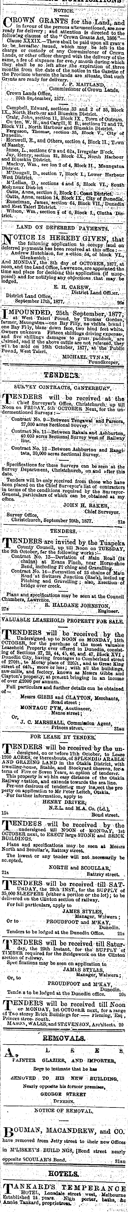 Papers Past Newspapers Otago Daily Times 27 September 1877 Page 1 Advertisements Column 7