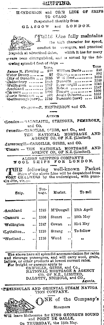 Papers Past Newspapers Otago Daily Times 14 April 1879 Page 1 Advertisements Column 1