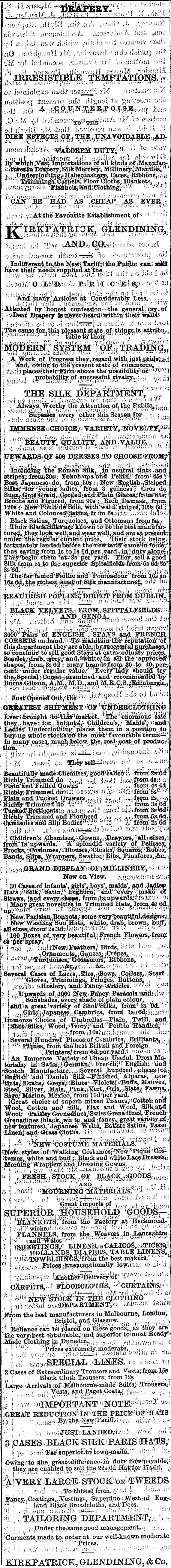 Papers Past Newspapers Otago Daily Times 2 December 1873 Page 1 Advertisements Column 5