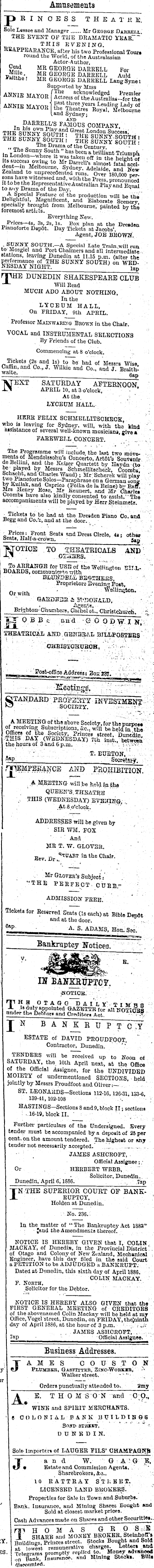 Papers Past Newspapers Otago Daily Times 7 April 16 Page 1 Advertisements Column 9