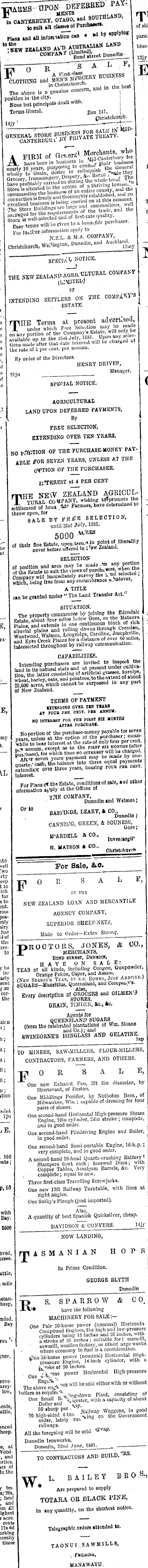 Papers Past Newspapers Otago Daily Times 18 July 11 Page 4 Advertisements Column 4