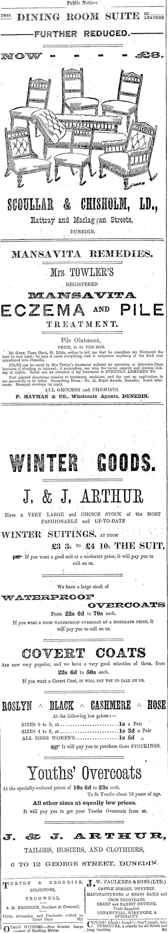 Papers Past Newspapers Otago Daily Times 26 July 19 Page 2 Advertisements Column 2