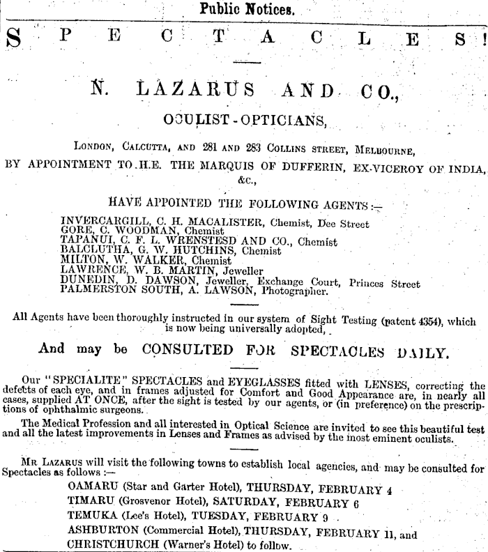 Papers Past Newspapers Otago Daily Times 4 February 12 Page 3 Advertisements Column 6