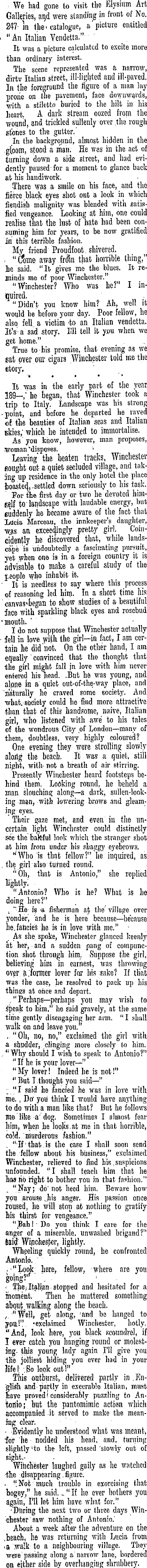 Papers Past | Newspapers | Otago Daily Times | 19 January 1901 | AN ITALIAN  VENDETTA.