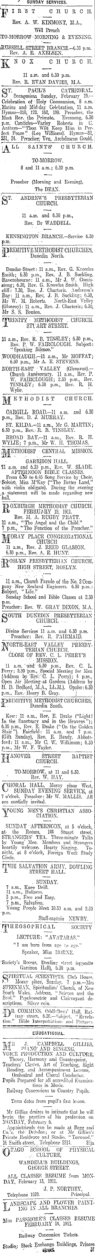 Papers Past Newspapers Otago Daily Times 18 February 1911 Page 10 Advertisements Column 1