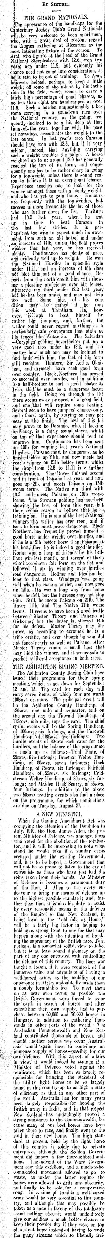 Papers Past | Newspapers | Otago Daily Times | 18 July 1912 | SPORTING AND  SPORTS.