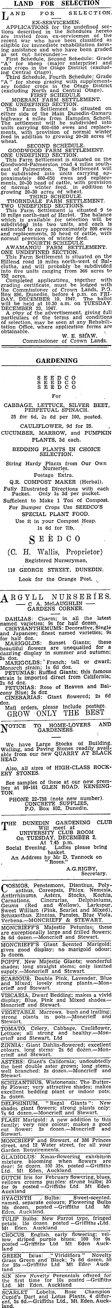 Papers Past Newspapers Otago Daily Times 28 November 1947 Page 9 Advertisements Column 3