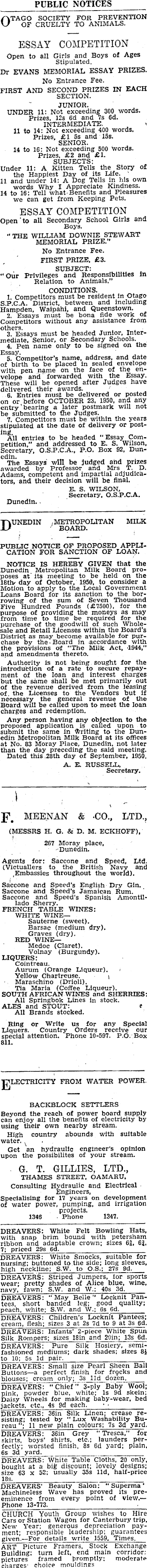 Papers Past | Newspapers | Otago Daily Times | 30 September 1950 | Page 1  Advertisements Column 4