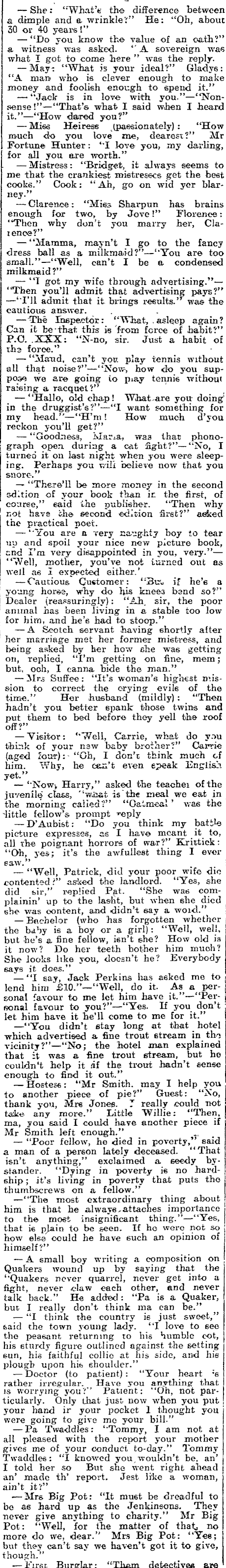 Papers Past | Newspapers | Otago Witness | 12 May 1909 | f FUN AND FANCY