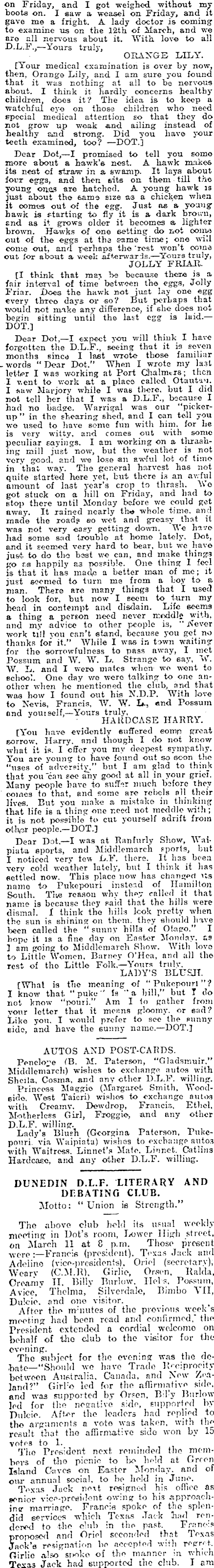 Papers Past Newspapers Otago Witness 19 March 1913 Letters