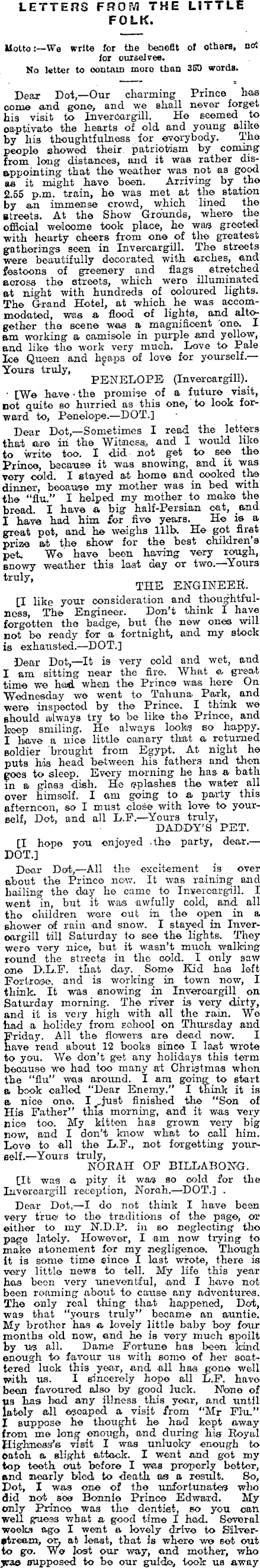 Papers Past Newspapers Otago Witness 8 June 1920 Dot S Little Folk